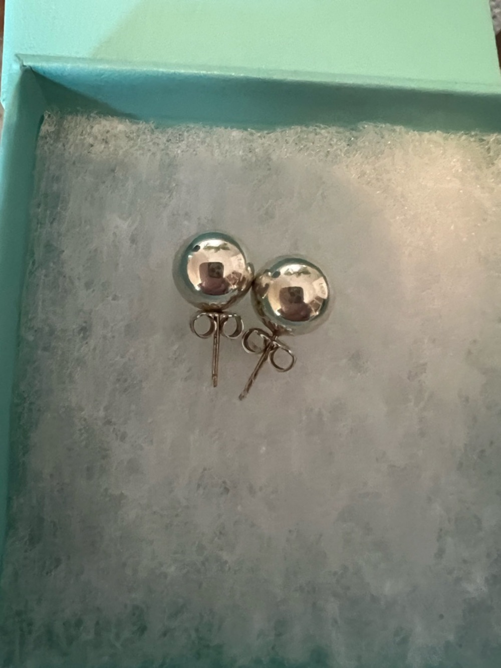 Tiffany & Co. Sterling Silver Ball Stud Earrings with Tiffany Blue Pouch - Picture 4 of 6